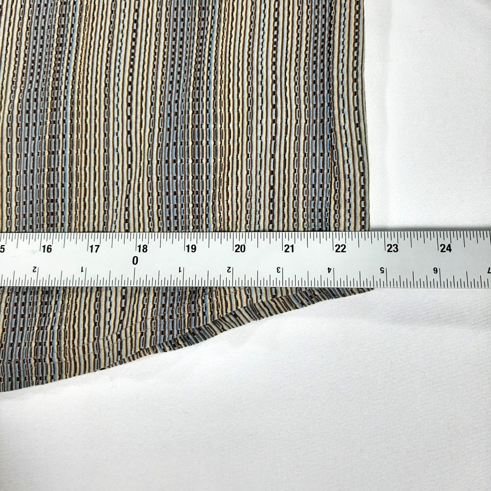 Jhane Barnes Men XL Jacquard Art Deco Textured Shirt Tan Blue Vertical Stripe - Picture 6 of 12